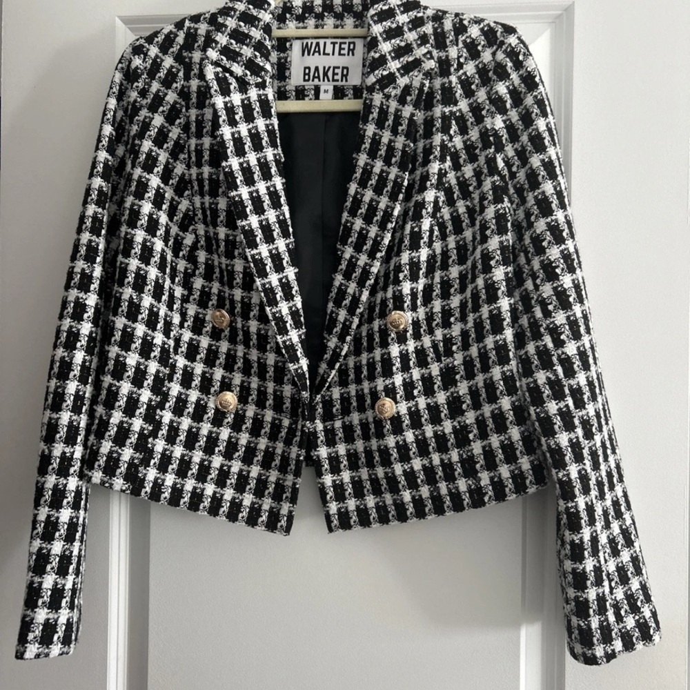 Walter Baker Checkered Blazer and skirt suit in Black and White NWOT
